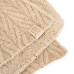 Duży szalik damski WINTER BETLEWSKI® bezowy. Brązowe szaliki i chusty damskie bez wzorów. Za 54.12 zł.