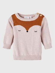NAME IT Sweter 13207072 Różowy Regular Fit. Czerwone swetry dla dziewczynek Name it, bez wzorów, z bawełny, bez kołnierzyka, bez ramiączek, bez kaptura. Za 109.99 zł.