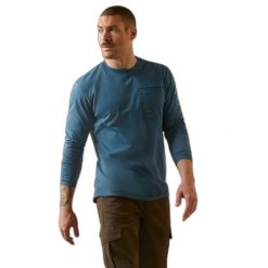 Koszulka z długim rękawem Ariat Rebar Workman Logo. Brązowe koszulki sportowe męskie Ariat, m, bez wzorów, bez kołnierzyka, bez ramiączek. Za 249.50 zł.