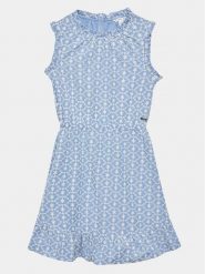 Guess Sukienka jeansowa J3GK32 WF6Q0 Niebieski Regular Fit. Niebieskie sukienki dla dziewczynek Guess, z aplikacjami, z jeansu, bez ramiączek. Za 299.99 zł.