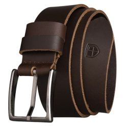 Skórzany, brązowy pasek męski z klasyczną klamrą - Peterson. Brązowe paski damskie Peterson, bez wzorów, ze skóry, eleganckie. Za 49.99 zł.