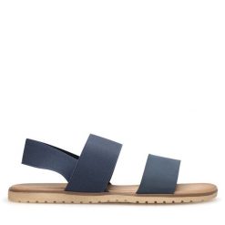 Sandały Clara Barson. Niebieskie sandały damskie Clara Barson, bez wzorów, bez obcasa, na płaskiej podeszwie, bez zapięcia. Za 47.99 zł.