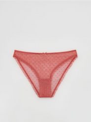 Siateczkowe majtki bikini - intenstywna czerwień. Czerwone bikini damskie Reserved, l, bez wzorów. Za 19.99 zł.