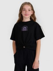 4F T-shirt oversize crop top z nadrukiem dziewczęcy - czarny 134 (8-9 lat). Czarne t-shirty i topy dla dziewczynek 4f, bez wzorów, z dzianiny, bez ramiączek. W wyprzedaży za 19.99 zł.