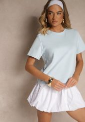 Niebieski Klasyczny T-shirt z Grubszej Bawełny Tiavone. Niebieskie bluzki damskie Renee, m, bez wzorów, z bawełny, klasyczne, bez kołnierzyka. Za 54.99 zł.