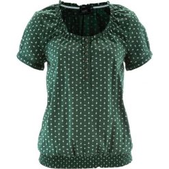 Bluzka ludowa z nadrukiem, krótki rękaw bonprix ciemnozielony w kwiaty. Bluzki damskie marki bonprix. Za 59.99 zł.