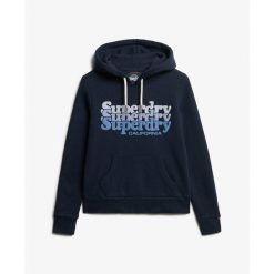 Bluza damska z kapturem Superdry Stacked. Niebieskie bluzy damskie Superdry., s, bez wzorów, z kapturem. Za 379.85 zł.