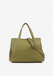 Zielona Torebka Duża Shopper z Bocznym Suwakiem Soravine. Zielone torebki shopper damskie Renee, bez wzorów, z jeansu, biznesowe, duże, bez dodatków. Za 149.99 zł.