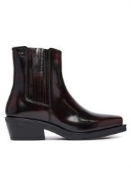 Tommy Jeans Sztyblety Tjw Brushed Leather Cowboy Boots EN0EN03077 Brązowy ciemny. Brązowe botki damskie Tommy Jeans, z jeansu, bez obcasa, na słupku, bez zapięcia. Za 699.99 zł.