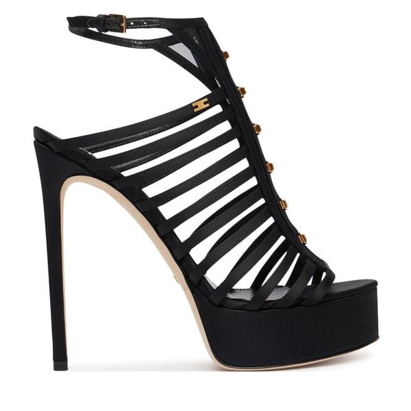 Sandały Elisabetta Franchi. Czarne sandały damskie Elisabetta Franchi, bez wzorów, bez obcasa, na szpilce, bez zapięcia. Za 3,359.00 zł.