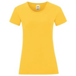 Koszulka Damska Z Bawełny Czesanej Iconic. Brązowe t-shirty damskie Fruit of the Loom, bez wzorów, z bawełny, casualowe, bez kołnierzyka. Za 35.99 zł.