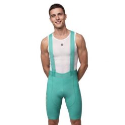 Męskie spodenki rowerowe z szelkami Siroko BX Neon Riders Green. Zielone szorty męskie SIROKO, l, bez wzorów, z materiału. Za 380.00 zł.