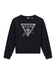 Guess Bluza J6BQ20 K8007 Czarny Regular Fit. Czarne bluzy dla dziewczynek Guess, z aplikacjami, z bawełny, bez ramiączek, bez kaptura. Za 194.99 zł.