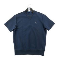 Bluza męska z okrągłym dekoltem z białym haftowanym konikiem. Niebieskie bluzy męskie Ralph Lauren, l, bez wzorów, bez kaptura. Za 207.36 zł.