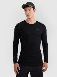 4F Longsleeve slim gładki męski - czarny XXL. Czarne bluzki z długim rękawem męskie 4f, m, bez wzorów, bez kołnierzyka. Za 69.99 zł.