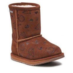 Śniegowce EMU Australia. Brązowe buty zimowe chłopięce Emu Australia, bez wzorów, bez zapięcia. Za 479.99 zł.