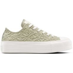 Buty sportowe Converse Chuck Taylor All Star Lift Platform Textured Material. Szare obuwie sportowe damskie Converse, bez wzorów, z materiału. Za 490.00 zł.