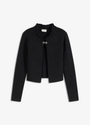 Sweter rozpinany w ludowym stylu. Białe kardigany damskie bonprix, bez wzorów, ze splotem. Za 144.99 zł.