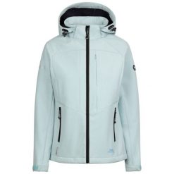 Trespass Fryatt - Damska kurtka typu softshell Seafoam Marl. Niebieskie kurtki damskie Trespass, na jesień, z aplikacjami, z gumy, bez kaptura. Za 359.80 zł.