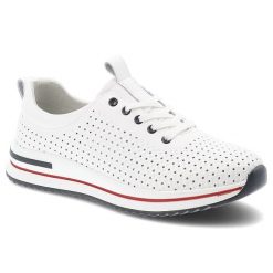 Półbuty damskie S.Barski, sportowe ze skóry naturalnej perforowana cholewka sznurowane lekka amortyzująca podeszwa, białe, LR61-7072. Białe półbuty damskie S.BARSKI, bez wzorów, ze skóry, sportowe, bez obcasa, bez zapięcia. Za 189.00 zł.
