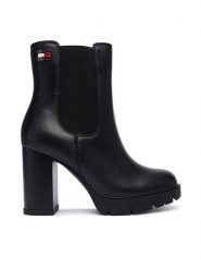 Tommy Jeans Botki Tjw Chelsea High Heel Boots EN0EN03112 Czarny. Czarne botki damskie Tommy Jeans, z jeansu, bez obcasa, na słupku, bez zapięcia. Za 649.99 zł.