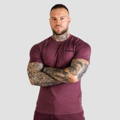 Koszulka męska fitness slim bakłażanowa TRN. Fioletowe koszulki sportowe męskie GYMBEAM, m, bez wzorów, z bawełny, bez kołnierzyka, bez ramiączek, na fitness i siłownię. Za 72.90 zł.