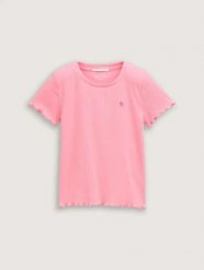 KOSZULKA T-SHIRT DZIEWCZĘCY TOM TAILOR PRĄŻKOWANA. Czerwone t-shirty i topy dla dziewczynek Tom Tailor, bez wzorów, z bawełny, bez ramiączek. Za 47.97 zł.