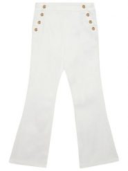 Guess Spodnie materiałowe J6RB09 WF7H0 Biały Bootcut Fit. Białe spodnie materiałowe dla dziewczynek Guess, z aplikacjami, z bawełny. Za 329.99 zł.