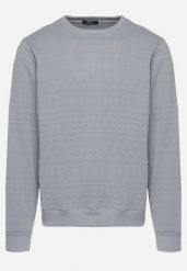 Jasnoniebieska Klasyczna Bluza z Bawełną i Polarem Ozdobiona Tłoczeniem Yedela. Niebieskie bluzy męskie Born2be, l, bez wzorów, z bawełny, bez kaptura. Za 69.99 zł.