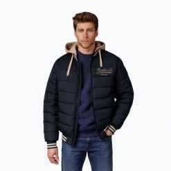 Kurtka męska Pitbull Hidden Quilted Hooded. Niebieskie kurtki sportowe męskie PITBULL, l, bez wzorów, z materiału, na fitness i siłownię. Za 299.99 zł.