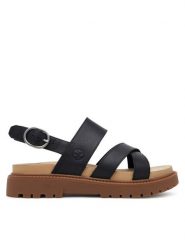 Timberland Sandały TB0A61TRW021 Czarny. Czarne sandały damskie Timberland, bez wzorów, ze skóry, bez obcasa, na płaskiej podeszwie, bez zapięcia. Za 429.99 zł.