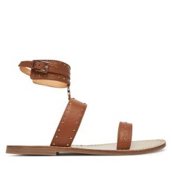 Sandały TWINSET. Brązowe sandały damskie Twinset, bez wzorów, bez obcasa, na płaskiej podeszwie, bez zapięcia. Za 419.99 zł.