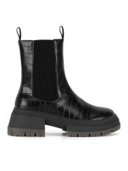Nine West Sztyblety WFA3033-9 Czarny. Czarne botki damskie Nine West, z materiału, bez obcasa, na płaskiej podeszwie, bez zapięcia. Za 259.99 zł.