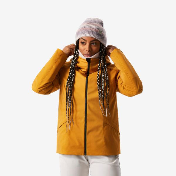 Kurtka narciarska damska Wedze 500. Brązowe kurtki snowboardowe damskie WED'ZE, s, bez wzorów, z materiału, bez kaptura, narciarskie. Za 399.99 zł.