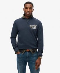 Superdry Bluza Workwear Applique z bawełny – ECLIPSE NAVY. Niebieskie bluzy męskie Superdry., m, bez wzorów, z bawełny, bez kaptura. Za 289.60 zł.