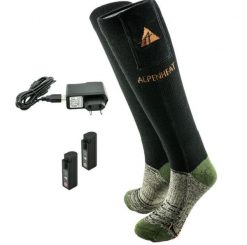 Skarpetki narciarskie podgrzewane Alpenheat Fire WoolSocks. Czarne skarpety damskie Alpenheat, bez wzorów, z materiału. Za 750.00 zł.
