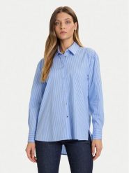 Morgan Koszula 252-CRAY Niebieski Loose Fit. Niebieskie bluzki damskie Morgan, bez wzorów, z bawełny, bez kołnierzyka, bez ramiączek. Za 299.99 zł.