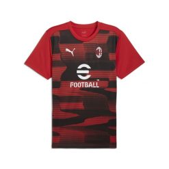 Męska koszulka przedmeczowa z krótkim rękawem AC Milan PUMA. Czarne koszulki sportowe męskie Puma, m, bez wzorów, bez kołnierzyka, bez ramiączek, do piłki nożnej. W wyprzedaży za 236.15 zł.