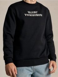 Bluza crewneck z napisem - czarny. Czarne bluzy męskie Sinsay, l, bez wzorów, bez kaptura. Za 29.99 zł.