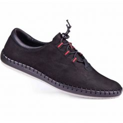 Kampol Buty męskie casual 337/61 czarne. Czarne półbuty na co dzień męskie ze skóry, casualowe, bez zapięcia. Za 367.89 zł.