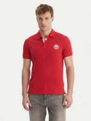 Napapijri Polo E-Clanis NP0A4ID3 Czerwony Regular Fit. Czerwone koszulki polo męskie Napapijri, m, bez wzorów, z bawełny, bez ramiączek. Za 299.99 zł.