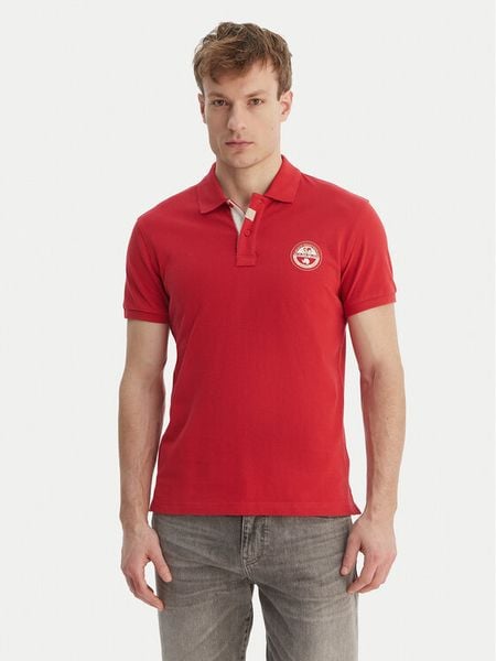 Napapijri Polo E-Clanis NP0A4ID3 Czerwony Regular Fit. Czerwone koszulki polo męskie Napapijri, m, bez wzorów, bez ramiączek. Za 299.99 zł.