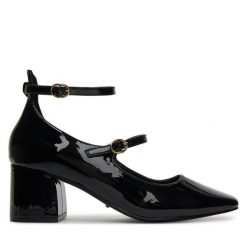 Półbuty DeeZee. Czarne półbuty damskie DeeZee, bez wzorów, bez obcasa, na obcasie, bez zapięcia. Za 149.99 zł.