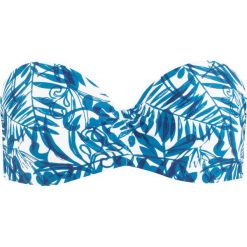 Biustonosz bikini na fiszbinach bonprix biało-niebieski z nadrukiem. Białe bikini damskie bonprix, z nadrukiem. Za 54.99 zł.
