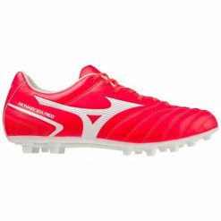 Buty sportowe dla dorosłych do gry w piłkę Monarcida Neo II Select AG. Czerwone buty sportowe męskie Mizuno, bez zapięcia, do piłki nożnej. Za 179.99 zł.