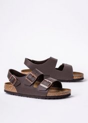 Sandały damskie brązowe Birkenstock Milano BF. Brązowe obuwie sportowe damskie Birkenstock, bez wzorów. Za 349.99 zł.