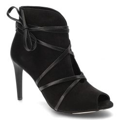 Botki damskie Carinii, eleganckie na szpilce, czarne, B3564_-360-E50-000-B16. Czarne botki damskie Carinii, z nubiku, eleganckie, bez obcasa, na obcasie, bez zapięcia. Za 252.00 zł.