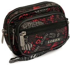 Saszetka na pasek do spodni czarna Loren S02-600D-3. Czarne paski damskie Loren, bez wzorów, z tkaniny. Za 9.80 zł.