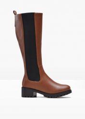 Kozaki. Czarne kozaki damskie bonprix, bez obcasa. Za 199.99 zł.