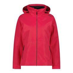 Damska kurtka wodoodporna CMP. Czerwone kurtki sportowe damskie CMP, bez wzorów, bez kaptura, trekkingowe. W wyprzedaży za 570.35 zł.